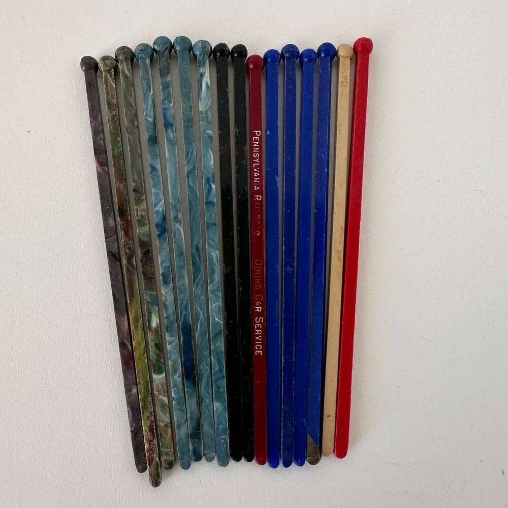 Vintage swizzle stir sticks, drink stirrer, set of 16